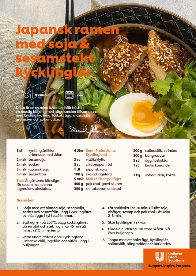 Japansk ramen med soja & sesamstekt kycklinglår