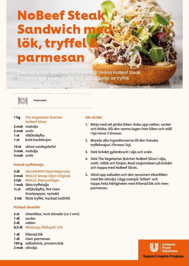 NoBeef Steak Sandwich med lök, tryffel & parmesan