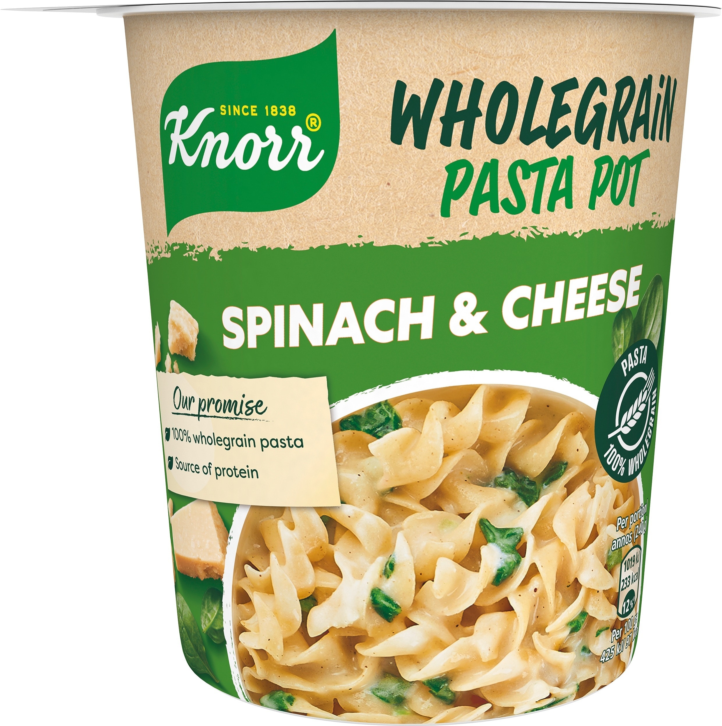 Snack Pot Fullkorn, Spinach & Cheese, 8 x 60 g