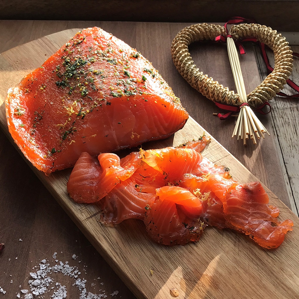 Te gravadlax med anis, fänkål & dill