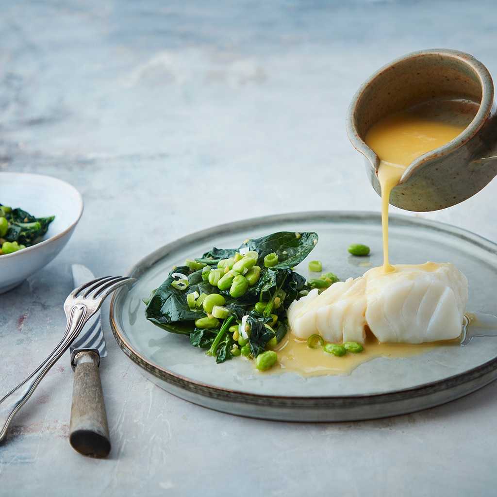 Klassisk smörsås med miso till torskrygg