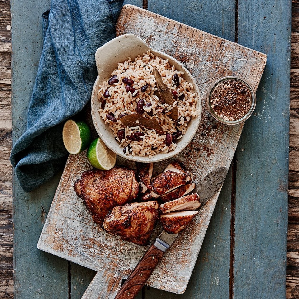 Jerk kyckling med ris och bönor – Recept
