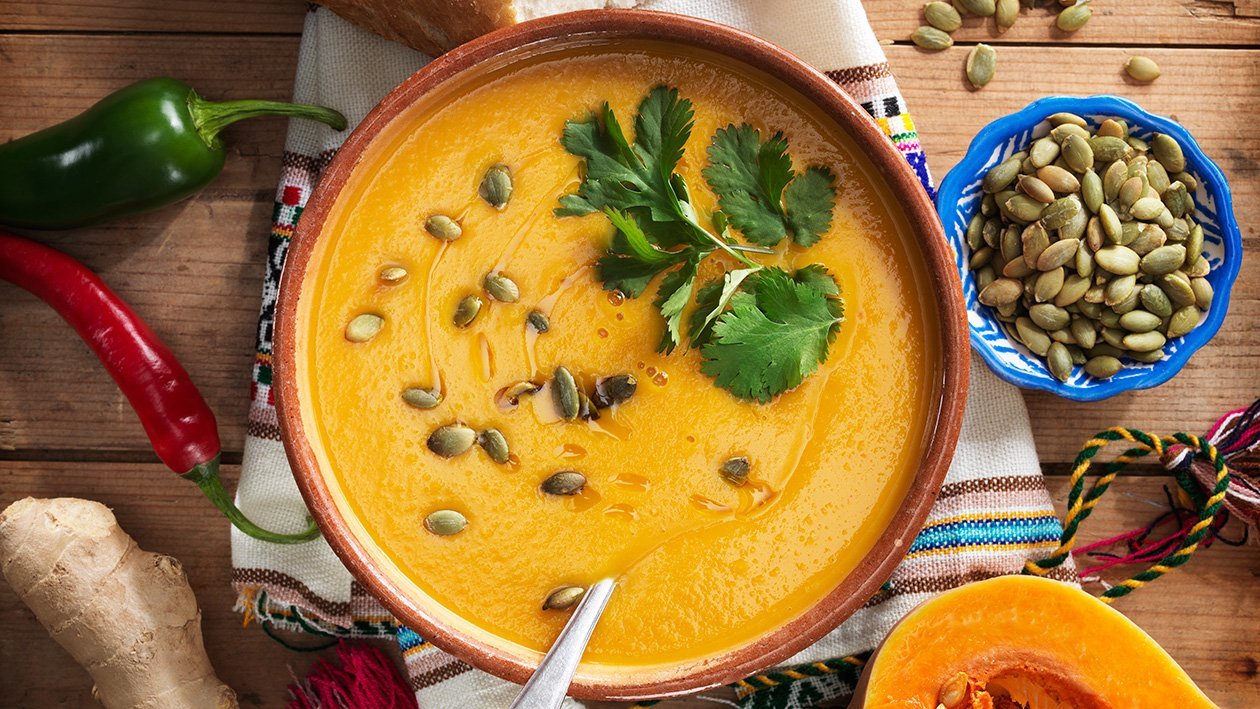 Pumpasoppa med ingefära och chili