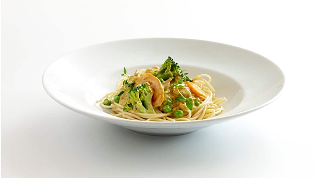 Vegetarisk currypastasås med spagetti, klimatsmart mat – - Recept