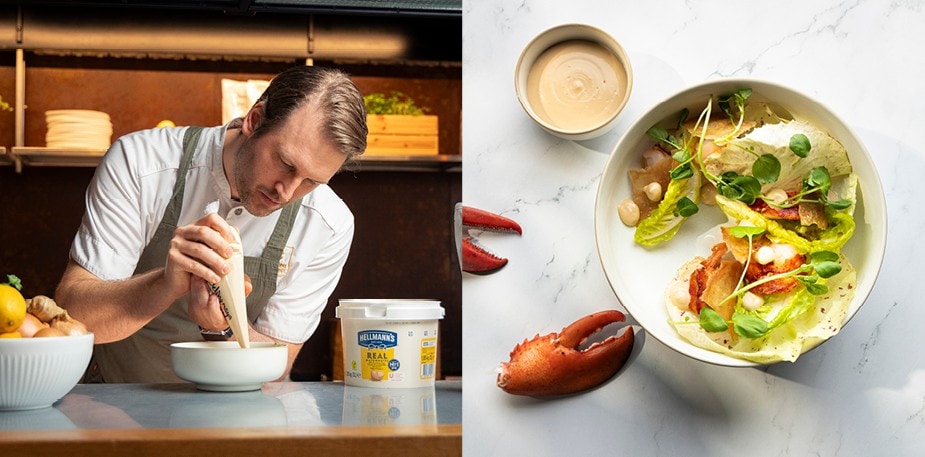 Så gör du Joakim Schaffers hummer- och kycklingsallad!