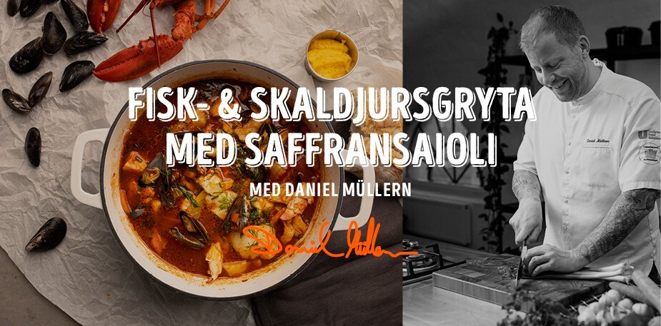 Daniel Müllern sätter smakerna i en fisk- och skaldjursgryta