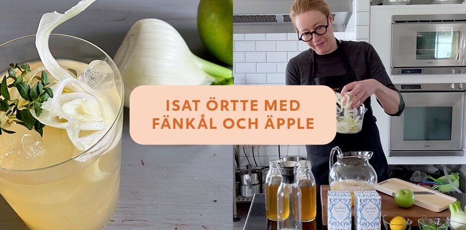 Martina gör isat örtte med fänkål och äpple  